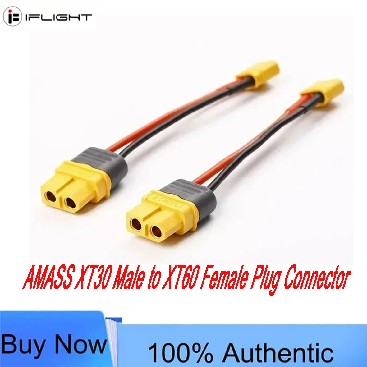 4PCS AMASS XT30 Male to XT60 Female Adapter - 100mm 16AWG Silicone Wire for RC Lipo Battery, Drone,RC Car,RC Boat,FPV Quadcopter