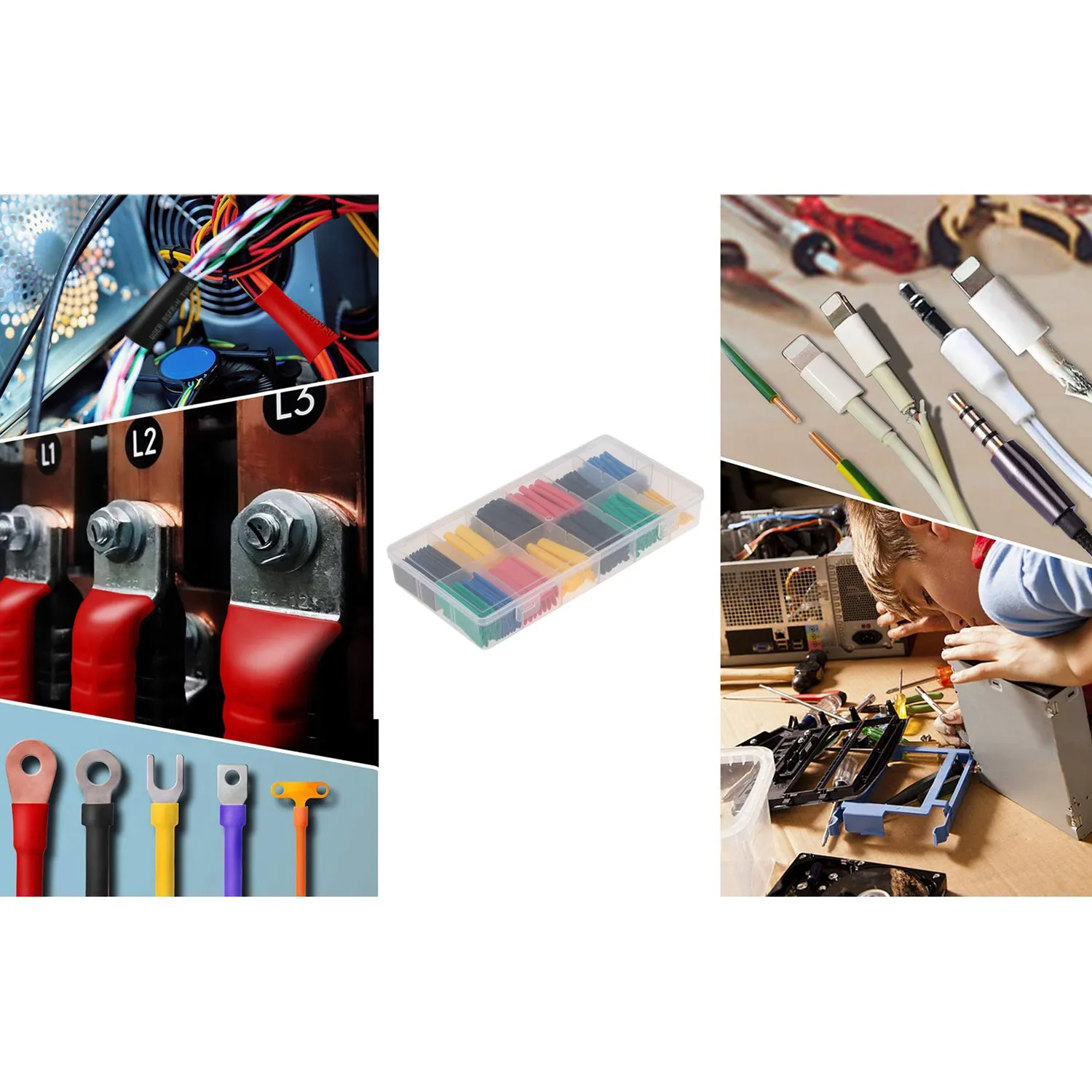 ท่อหดความร้อน280ชิ้นปลอกสายไฟ2:1หุ้มสายไฟฟ้าฉนวนหุ้มฉนวนกันความร้อนชนิดต่างๆ5สี8ขนาด I