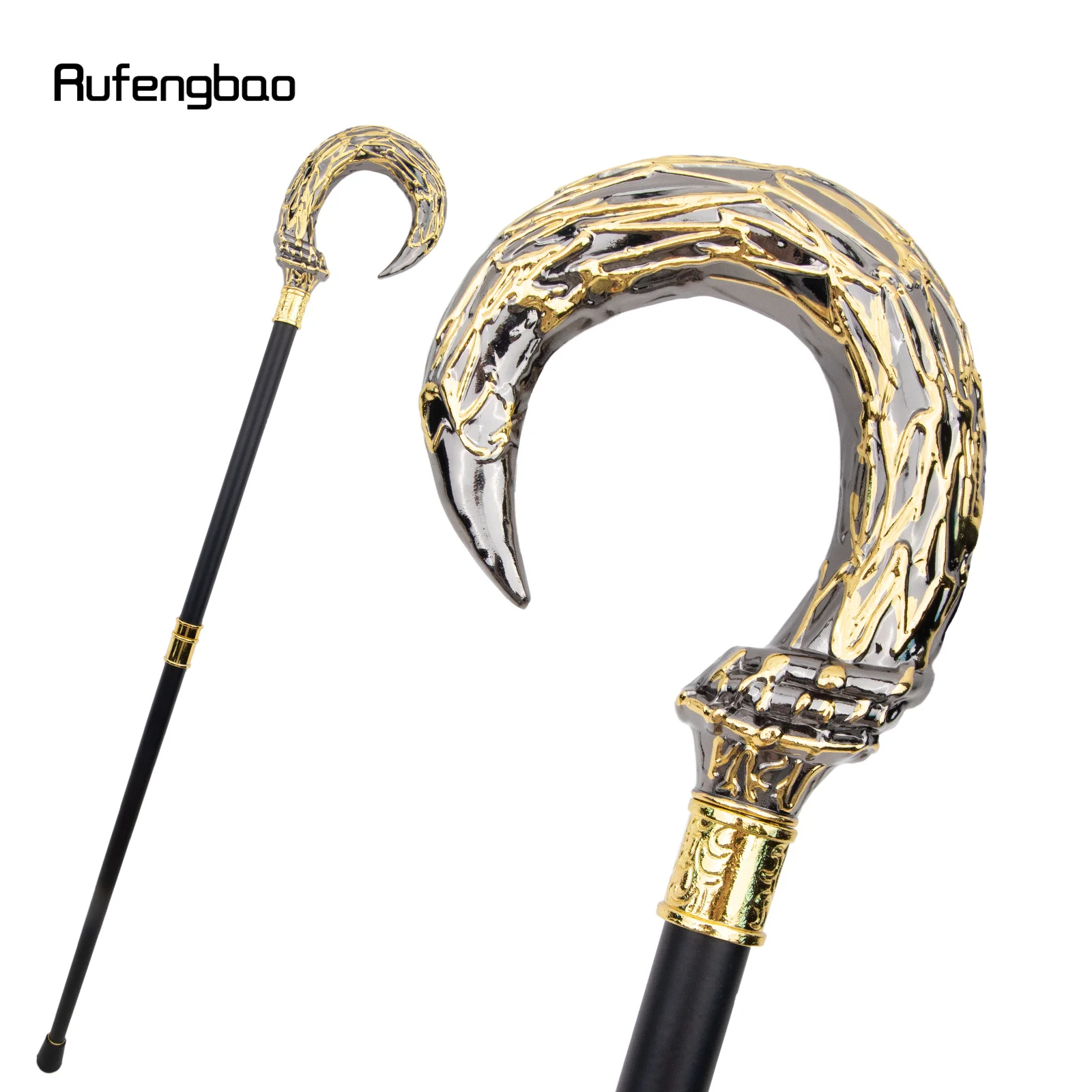 Golden Black U Steampunk Cane Fashion Stick Gentleman Luxury Crosier Knob Stick 92cm Performance Stage Cane
