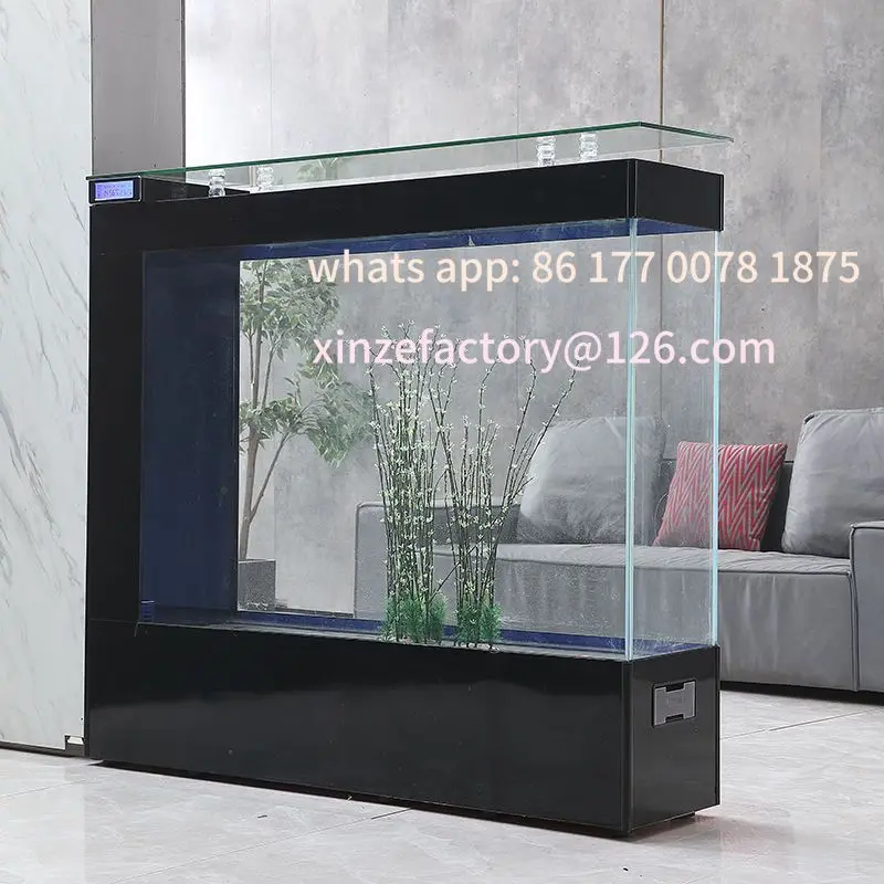 Customizable new ultra-white glass ecological fish tank living room gold tank home screen floor square partition aquarium balcon