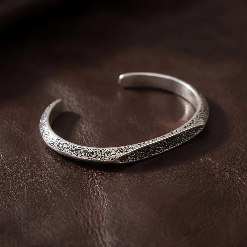 Kalen Vintage Edelstahl-Armreif für Herren, Gothic-Stil, für Damen, mit graviertem Buchstaben, Blumenmuster, verstellbarer Schmuck, Punk-Geschenk – Detail 10