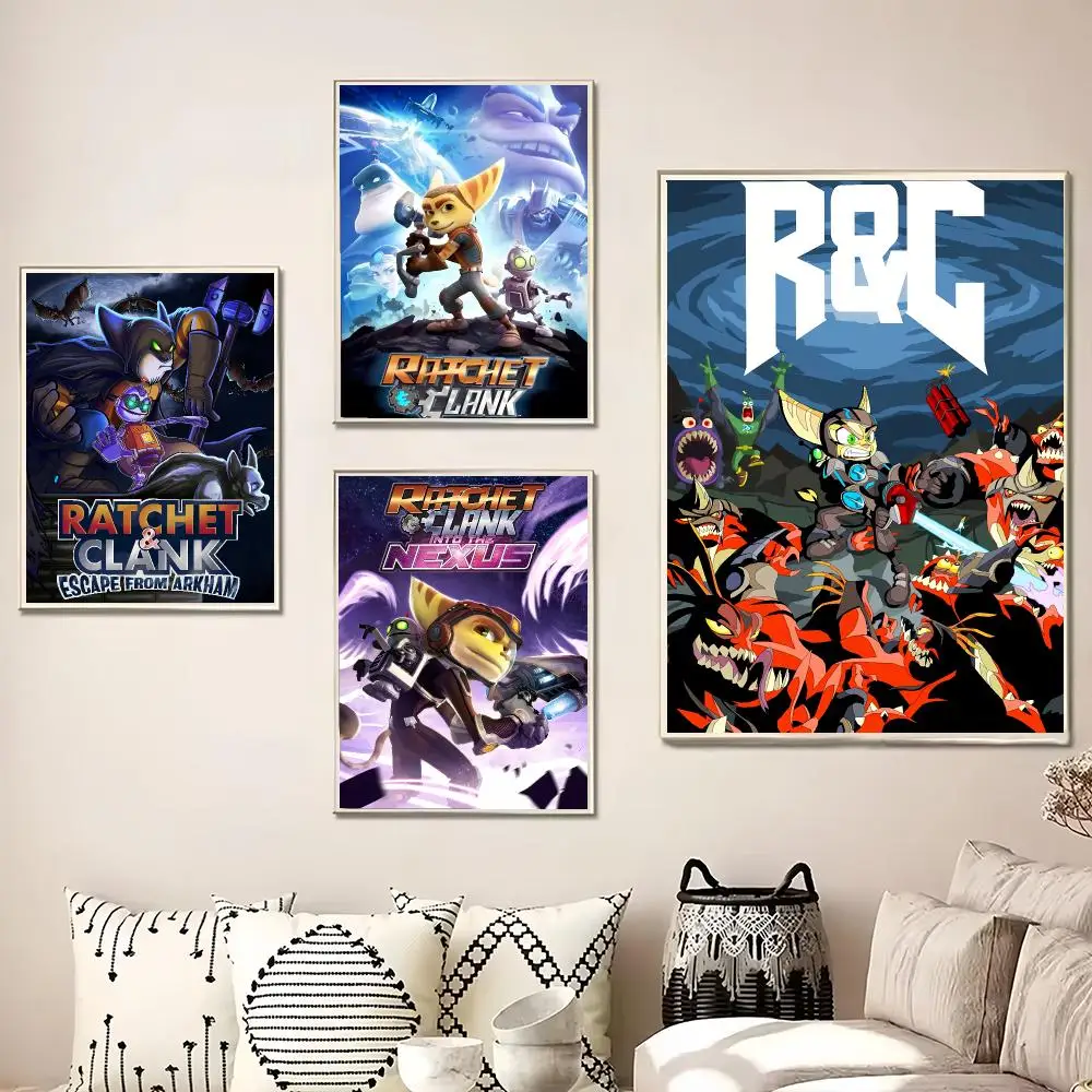 Game R- Ratchet & Clank Painting Calligraphy Canvas Poster Wall Art for Living Room Bedroom Cafe Decor Gift