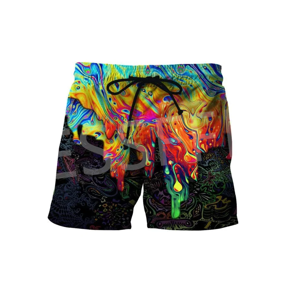 Tessffel Hipple Aliens Oil Psychedelic Trippy Tattoo Funny Men/Women 3DPrint Summer Streetwear Beach Shorts Casual Short Pants 2