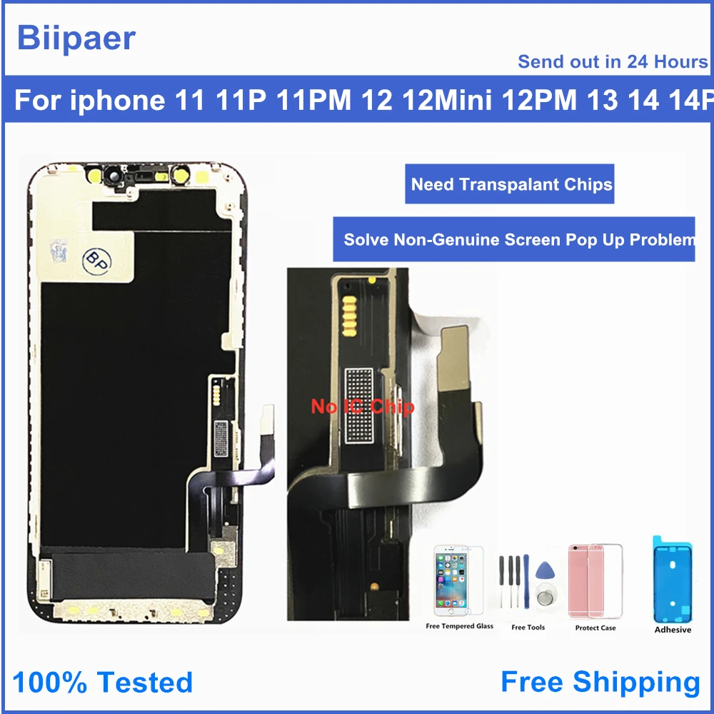 NO TOUCH IC Chips Incell OLED Screen Display For iPhone 11 11 Pro Max 12 LCD Assembly Solve Non-Genuine Screen Pop Up Problem