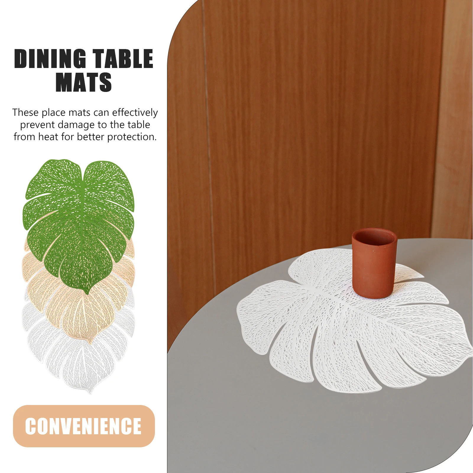 

6 Pcs Waterproof and Oil-resistant Dining Table Mat Heat Leaf Placemats Tropical Palm The Circle PVC for Monstera