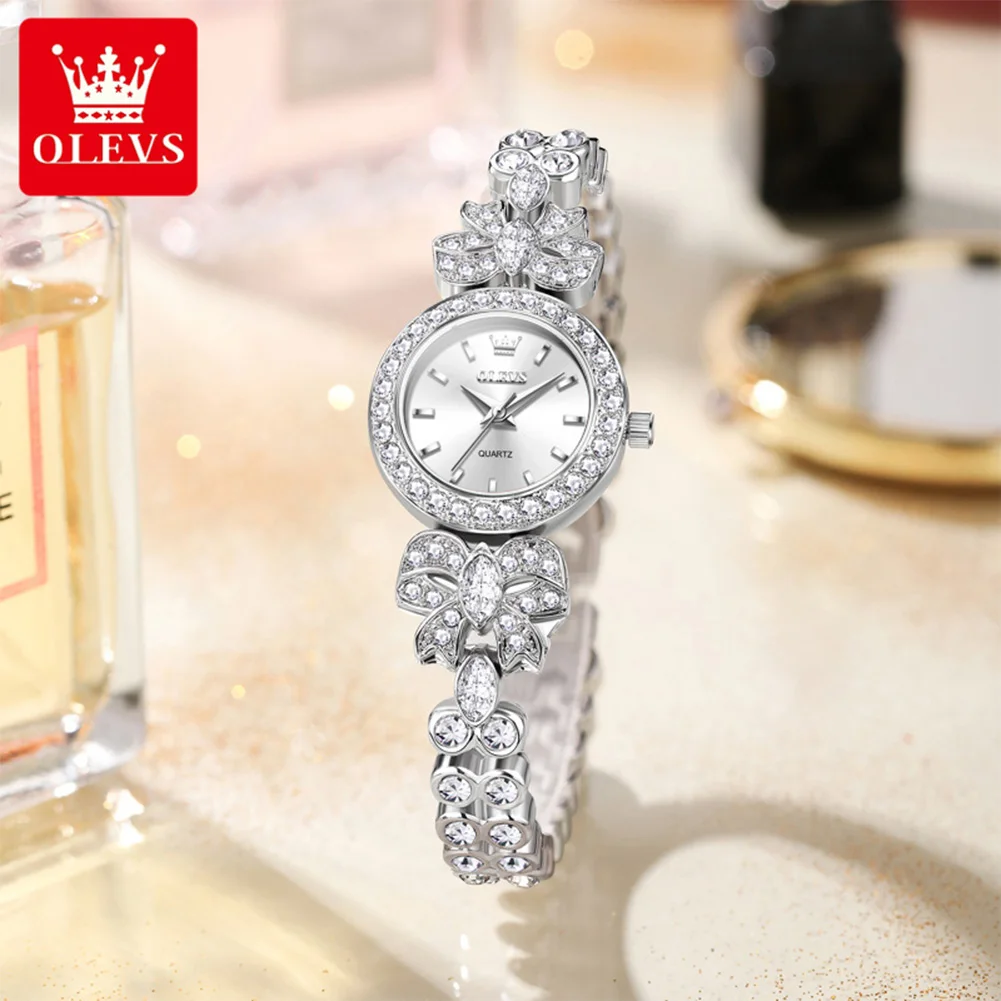 OLEVS 5887 Frau Uhren Elegante Original Quarzuhr Wasserdicht Leuchtende Uhren Für Frau Geschenk Diamant Strap Reloj Mujer