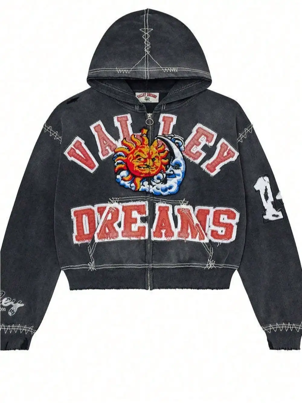 Sudadera con capucha y cremallera, estilo casual, con estampado de grafiti americano, para hombre y mujer