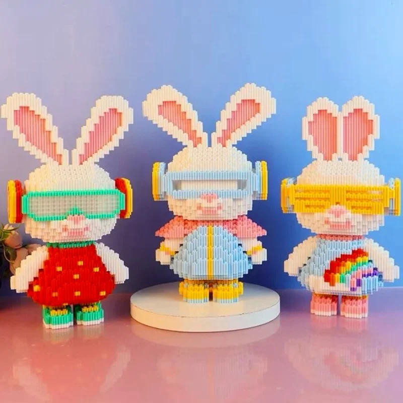 

Rabbit Building Blocks Toys Cartoon Canday Colorful Pixel 3D Model Micro Diamond Bricks Puzzle Toys for Kids Christmas Gifts