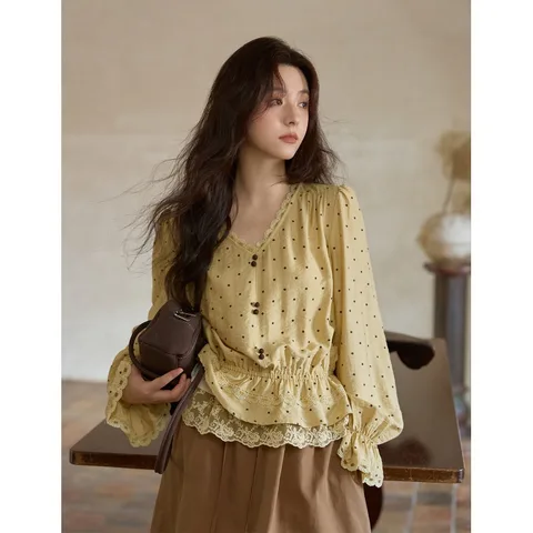 MISHOW Желтые льняные блузки  MXE42X1975