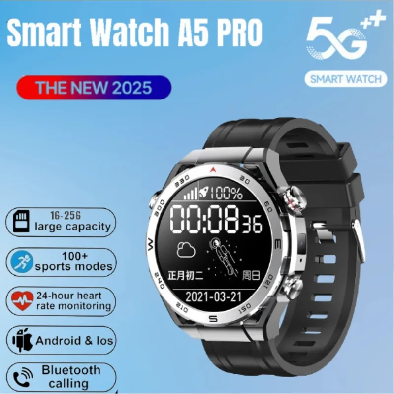 

2025 NewA5 Pro Smartwatch 4G Android AMOLED Screen2MP Камера 4G Вызовы GPS-навигация WiFi Спортивный режим Унисекс для мужчин и женщин