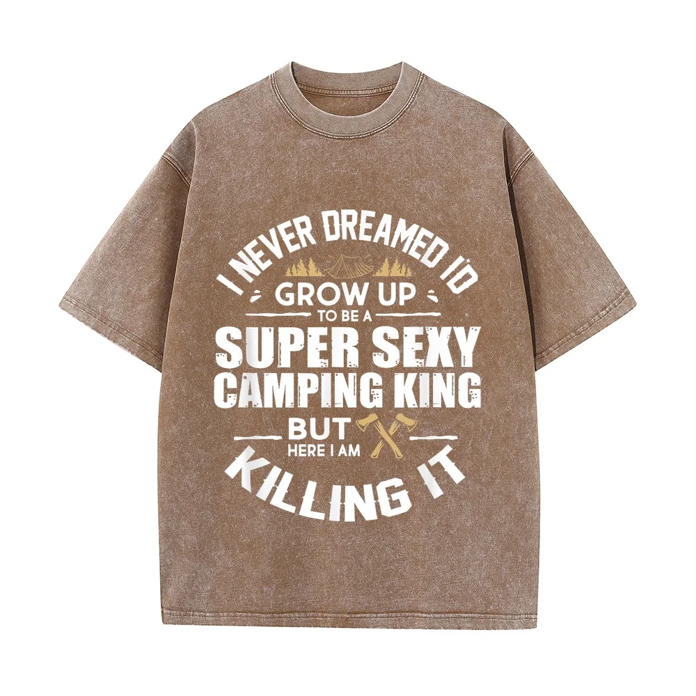 Camping Men Camper RV Vacation Dad T-Shirt Super Sexy King Japanese Vintage Clothing Custom Shirt 신상티셔츠 Kitten Tee Graphic