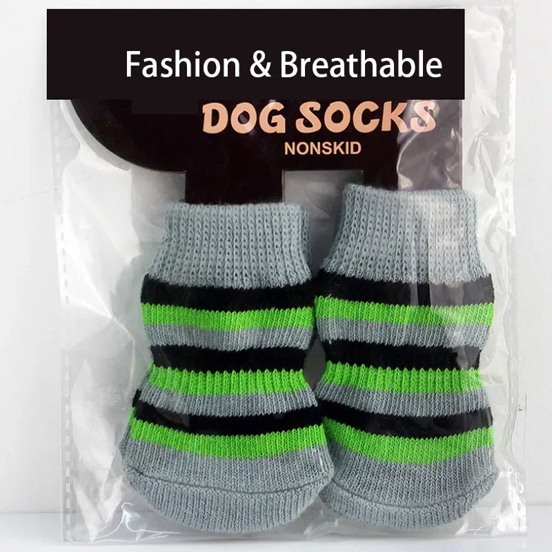 4Pcs Fashion Soft Puppy Dog Pet Knits Socks Cute Cartoon Anti Slip Skid Socks For Small Dogs Breathable Pet Products