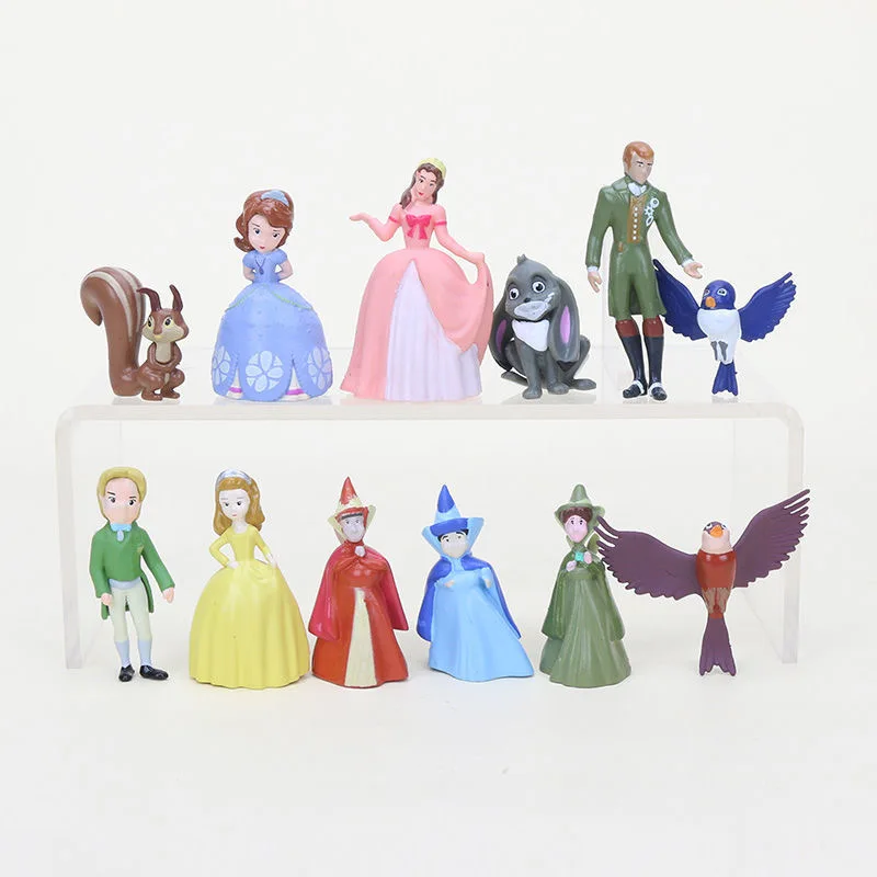 3-5cm 12pcs/Lot Sofia the First Figures Princess Sophia Amber Cilo Prince James Queen Miranda Bird Clover Rabbit Model Toys