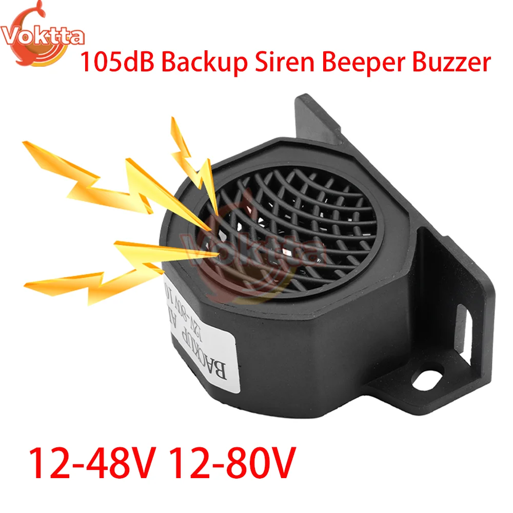 105dB Alarm Siren Sound Signal Alarms Horns Auto Warning Buzzer Speaker Parking Aid for Reverse Alarm Horn DC 12V-80V DC 12V-48V