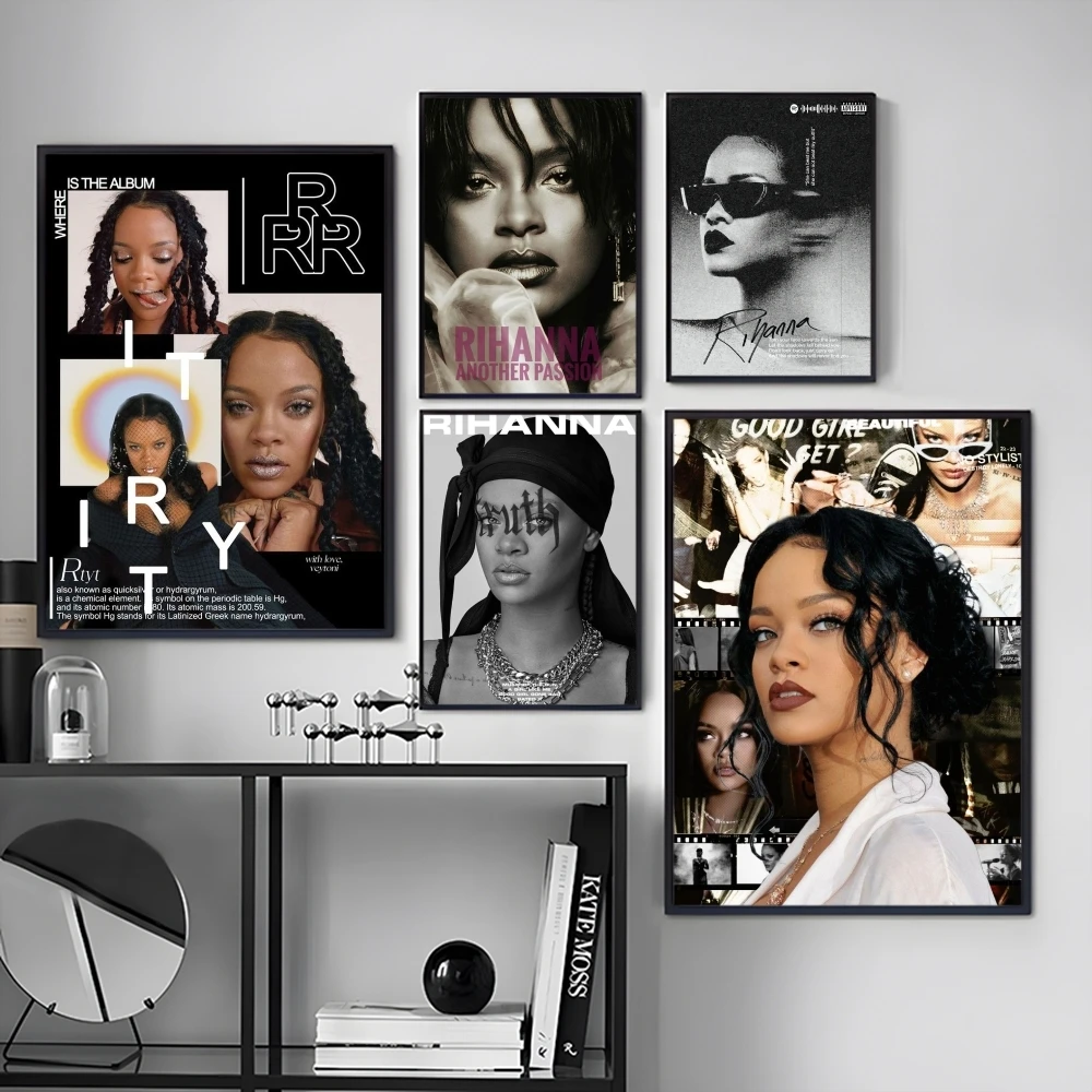 Singer R-Rihanna Painting Calligraphy Canvas Poster Art for Bedroom Living Room Home Decor Wall Decoration Decals Gift