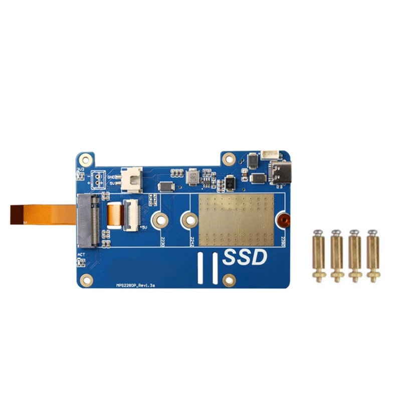 

AIAI MPS2280P PCIE M.2 NVME SSD HAT + кабель FPC для Raspberry Pi 5, поддержка 2280 2230 2242 Gen 3, плата расширения