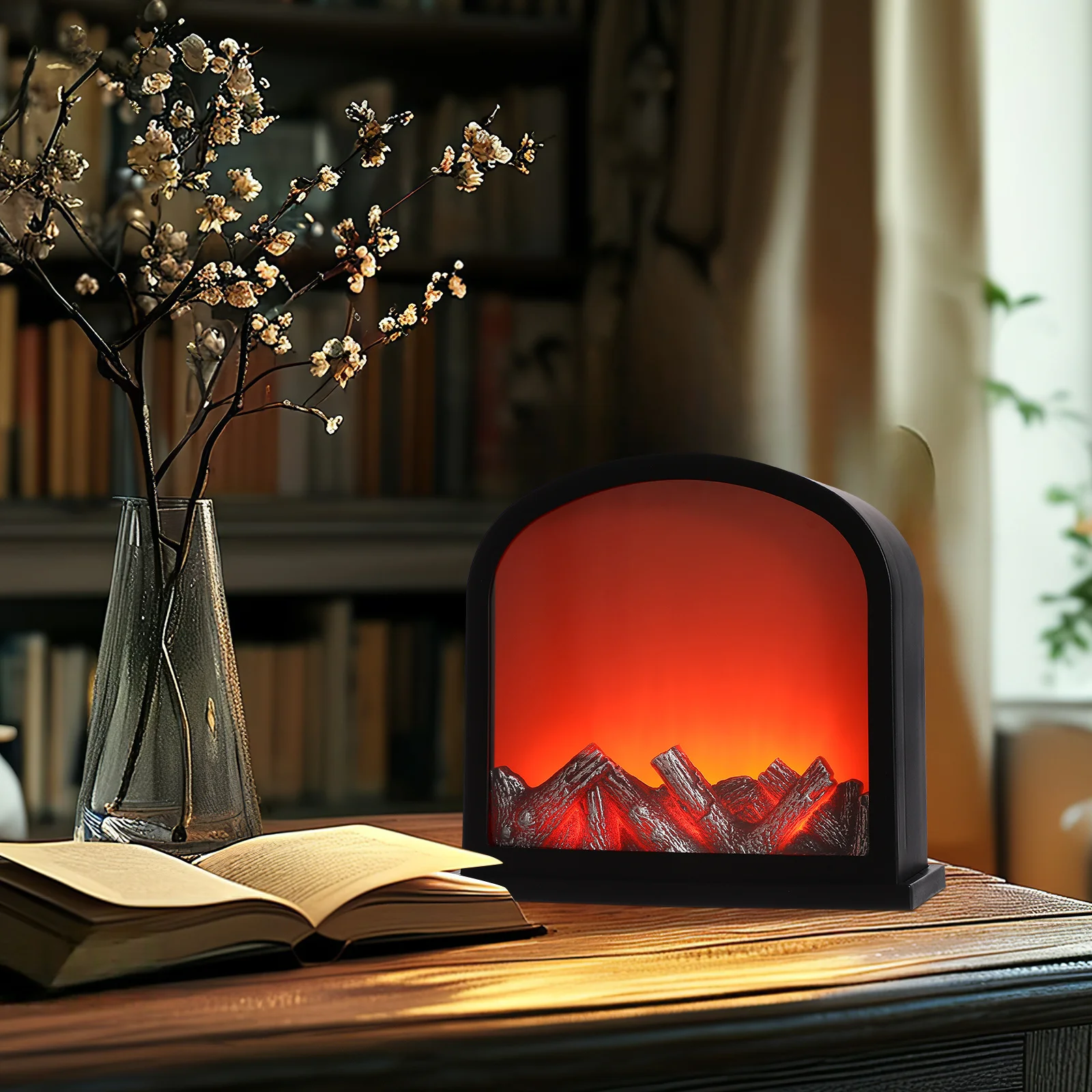 

1Set Decorative Fireplace Light with USB Power for Bedroom Living Room Dinner Table Home Holiday Party Night Lamp Cozy Ambience