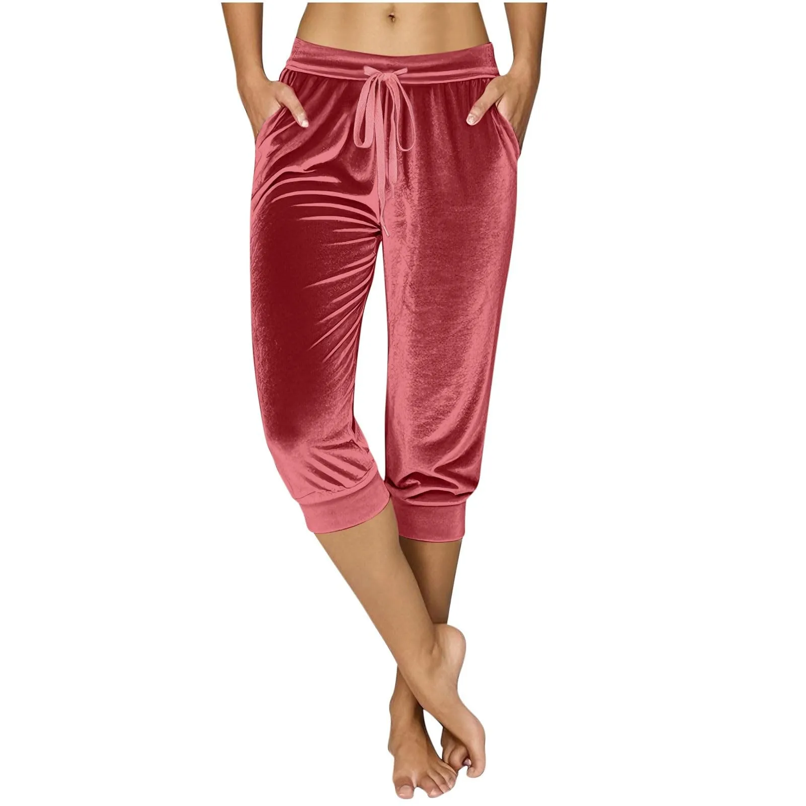 

Модные спортивные повседневные бархатные брюки для йоги с карманами, женские однотонные весенне-летние удобные мягкие брюки с высокой талией ﻿