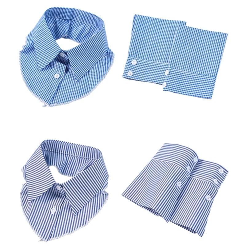 Y5GC Elegant Lined Faux Collar Easy Break On Plan Soft Fabric Neckpiece For Flexible Outfits