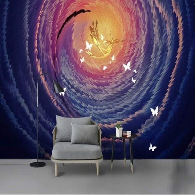 

Modern style and elegant artistic conception Phoenix butterfly custom TV background wall