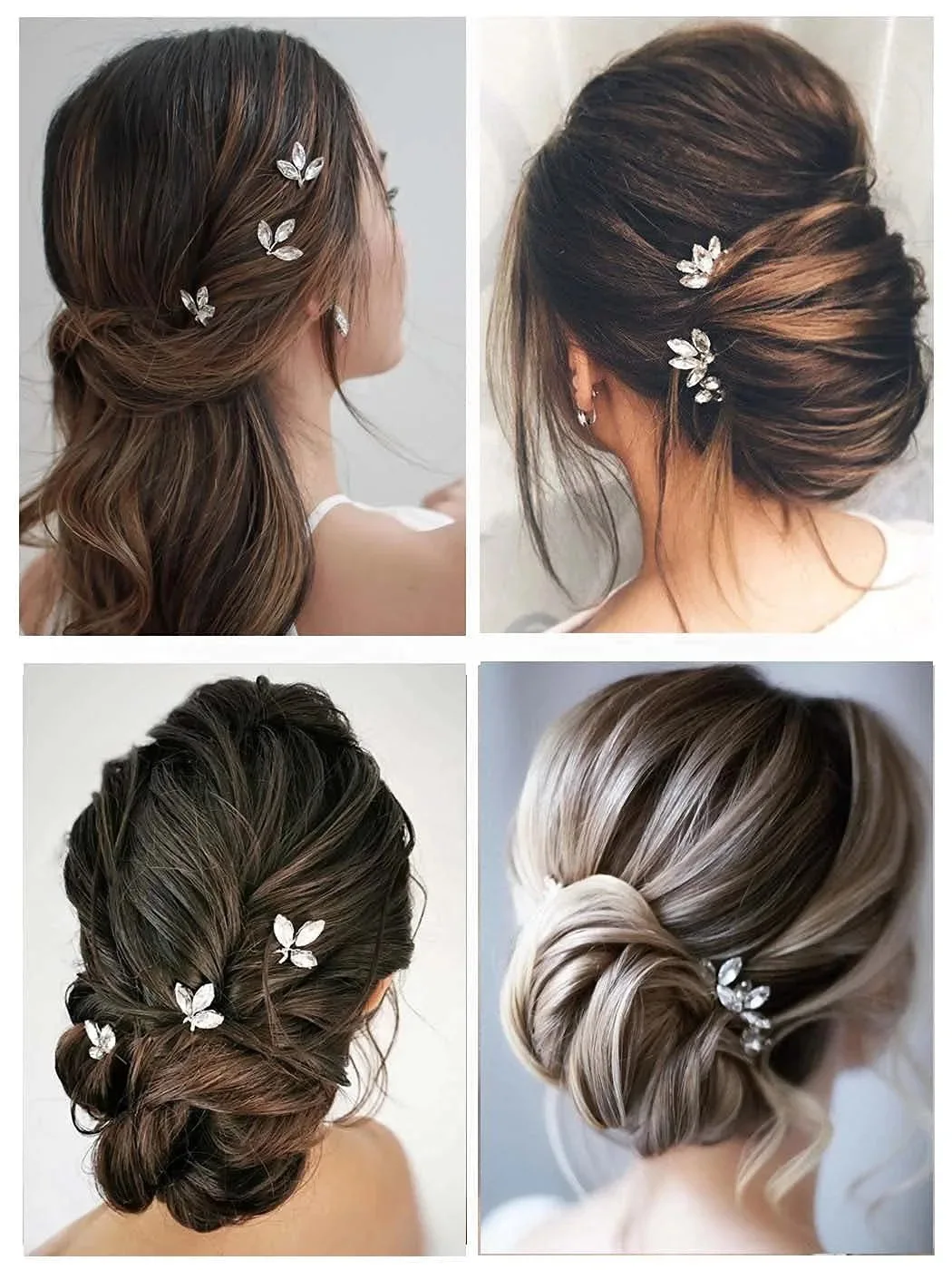 3PCS Braut Tiaras U-förmigen Haarnadel Gabeln Für Frauen Kristall Silber Farbe Haar Clips Mädchen Seite Pins Kronen hochzeit Haar Schmuck