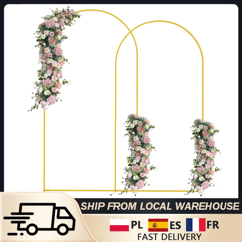 Arche de mariage dorée 6FT 6.6FT 7.2FT, support de toile de fond, arche à ballons, cadre métallique DIY pour la décoration de fêtes, événements et cérémonies