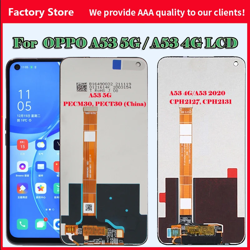 

Original For OPPO A53 2020 Display A53 4G Touch Screen For Oppo A53 5G LCD CPH2127 CPH2131 PECM30 PECT30 Digitizer Parts