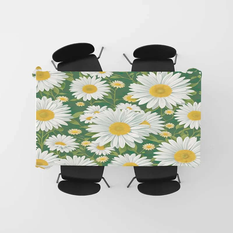 مفرش طاولة حديث مزين بالزهور لتزيين المطبخ وتناول الطعام، ديكور منزلي قابل للغسل، مجموعة نظارات متطابقة مع الأطباق الزرقاء #5