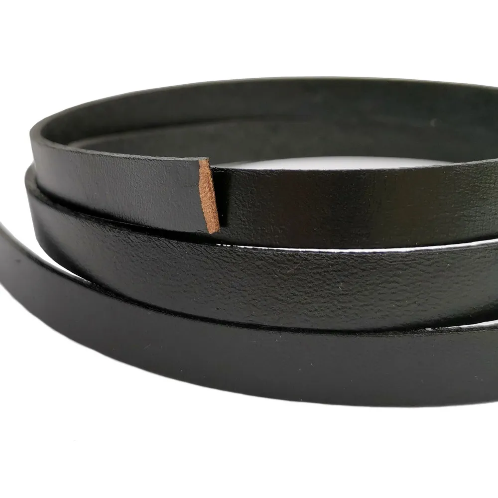 ShapesbyX 10mm Black Flat Real Leather Band 10mmx2mm Genuine Leather Strip Jewelry Making Bracelet Cord