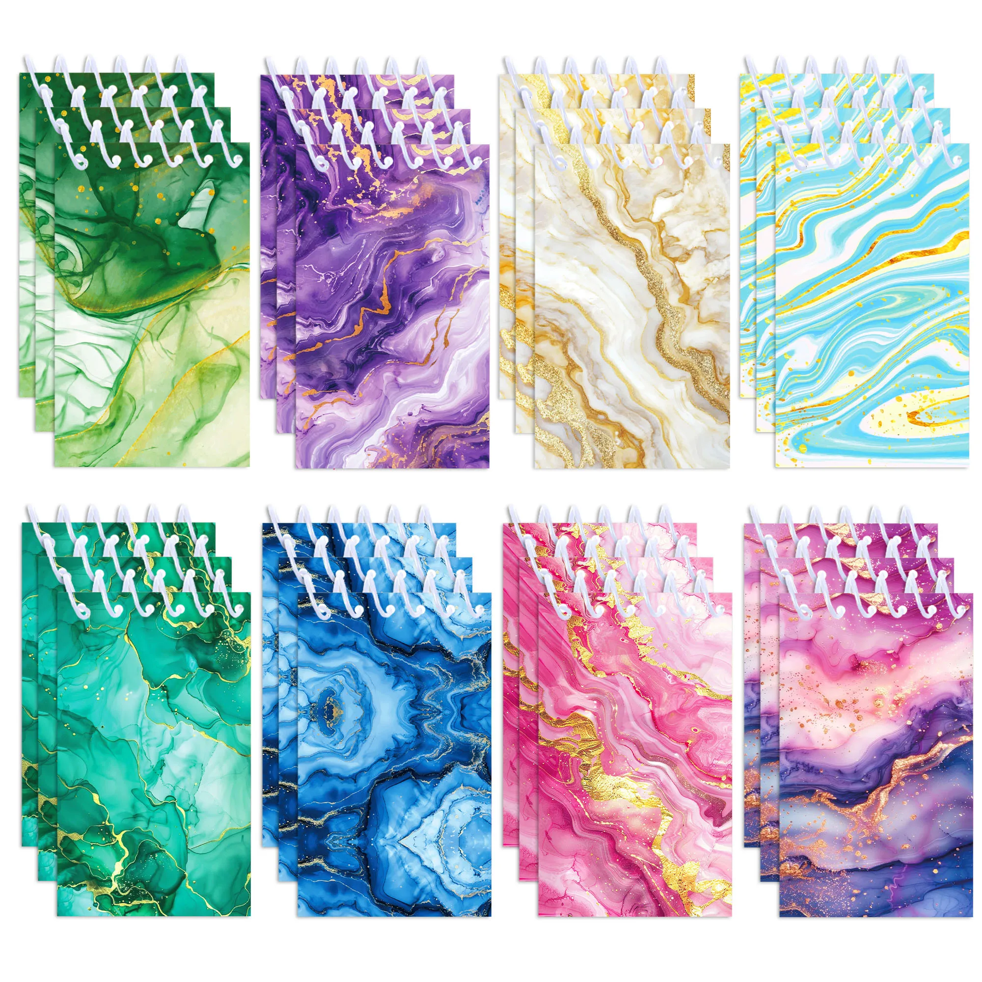 

8/16/24 шт. Золотой блокнот с градиентным спиральным переплетом в стиле батик, портативный карманный блокнот, подарки для детей, офисные принадлежности, школьные дневники