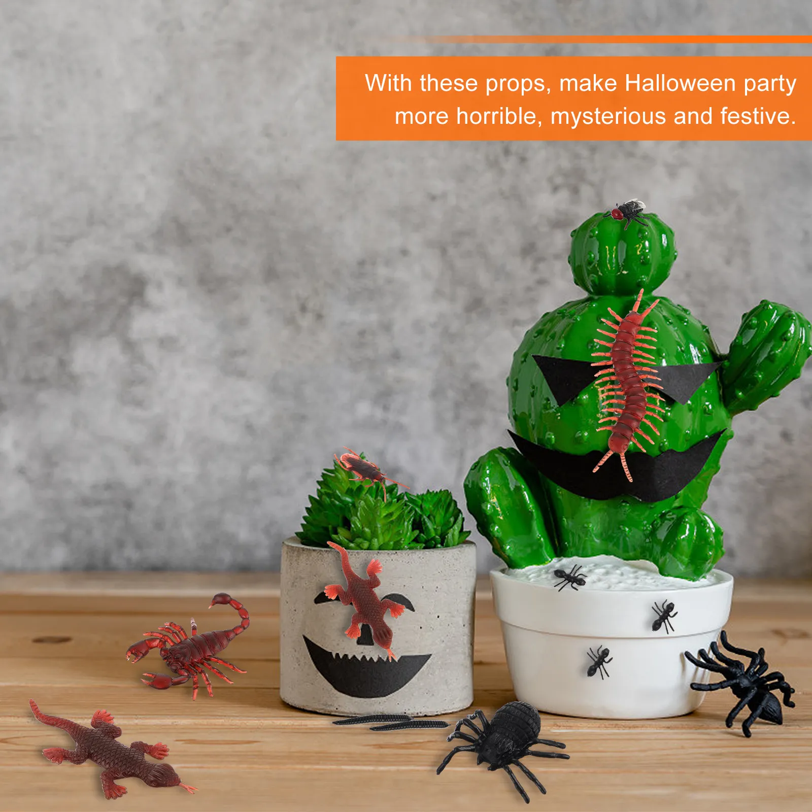 

128Pcs Simulation Insects Set Realistic Scary Halloween Prank Props Spider Scorpion Worms Decoration Haunted House Atmosphere