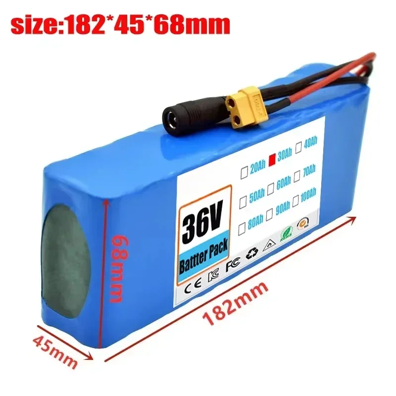 10S2P 36 فولت 30000 مللي أمبير 18650 بطارية ليثيوم أيون 1000 واط عالية الطاقة وعالية السعة 36 فولت دراجة نارية سكوتر