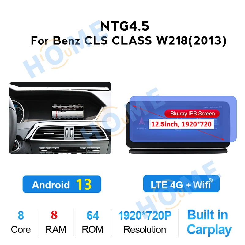 Zjz 8 núcleos android13 navegação gps para mercedes benz cls classe w218 2011-2017 ntg4.0/4.5 rádio automático estéreo carplay player de vídeo