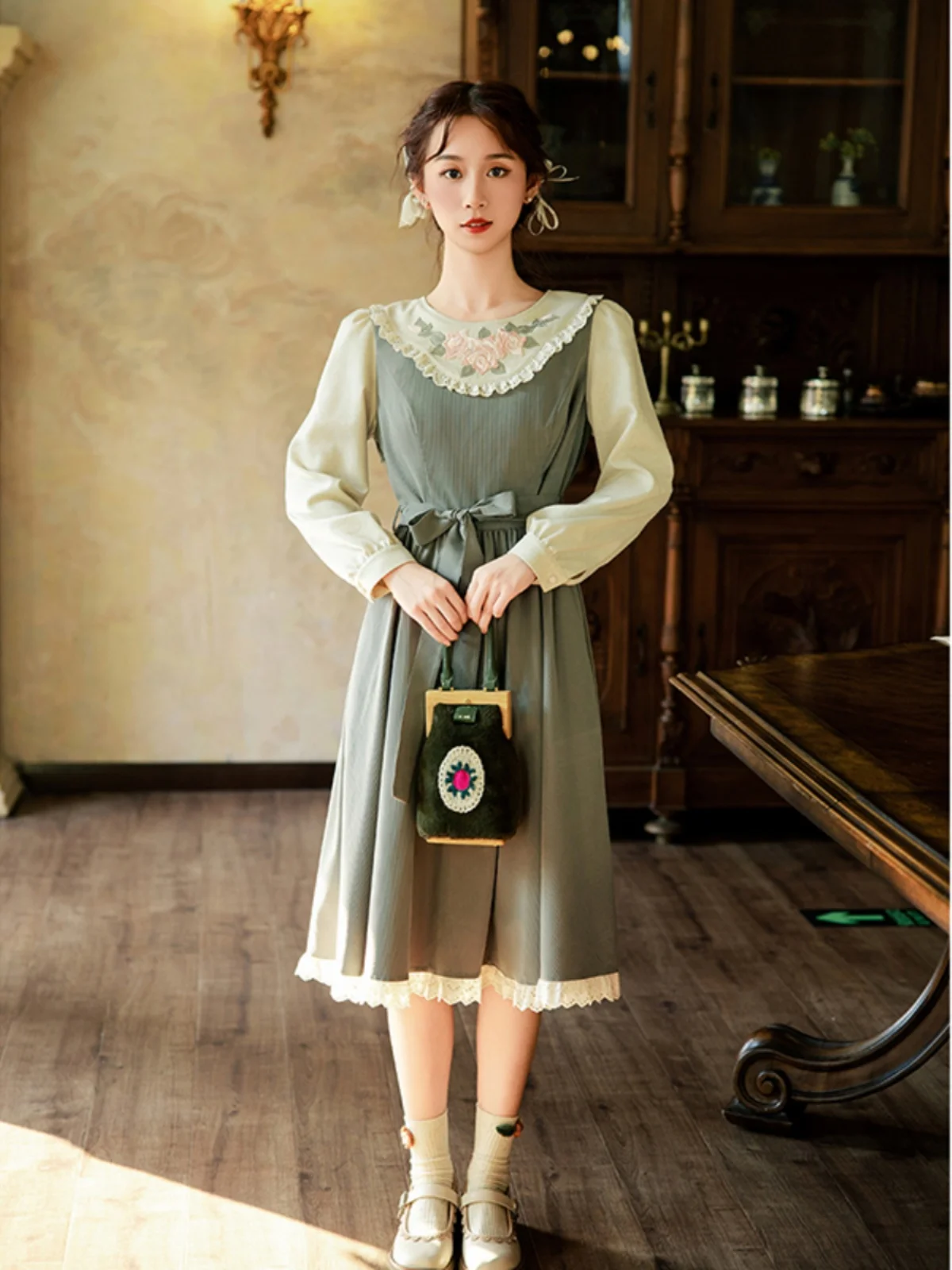 

Оригинальный дизайн, длинное платье трапециевидной формы с застежкой на талии, женское модное осеннее новое платье небольшого размера с цветочным узором, повседневная одежда