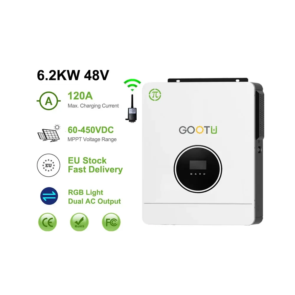 GOOTU EU Warehouse Dual Output 120A MPPT Control 6.2KW Solar Inverter Max 6200W Input PV Inverter