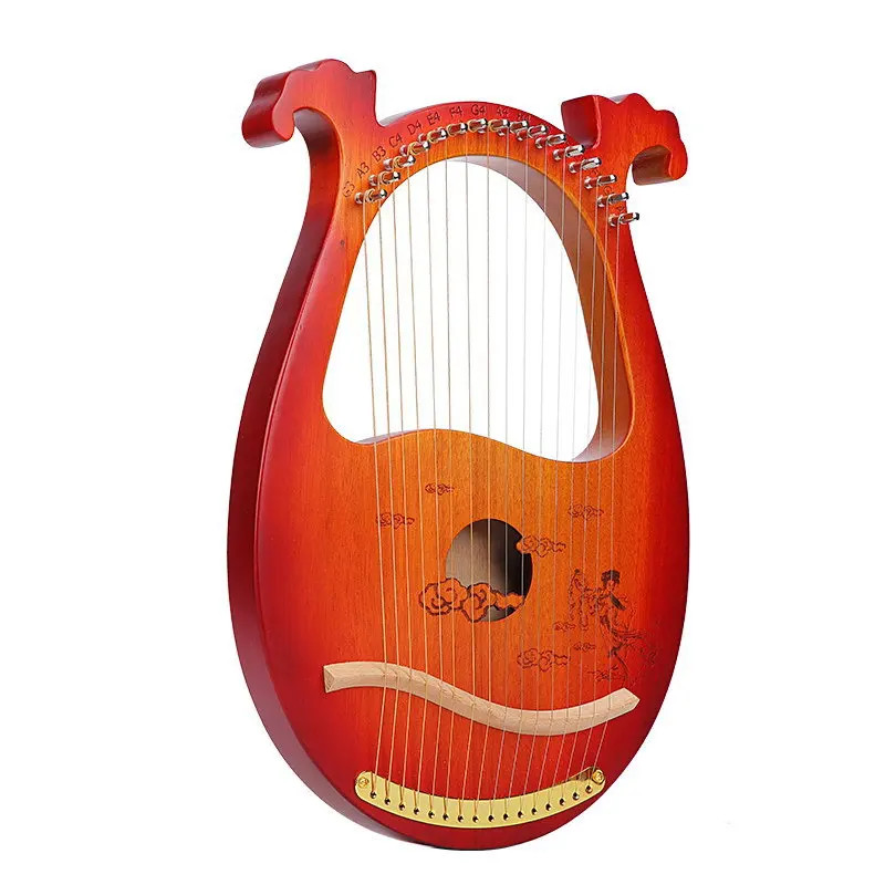 

Wholesale Good Quality 16 Tone Lyra Harp Musical Instruments Mahogany 16 Strings Lyre Harp