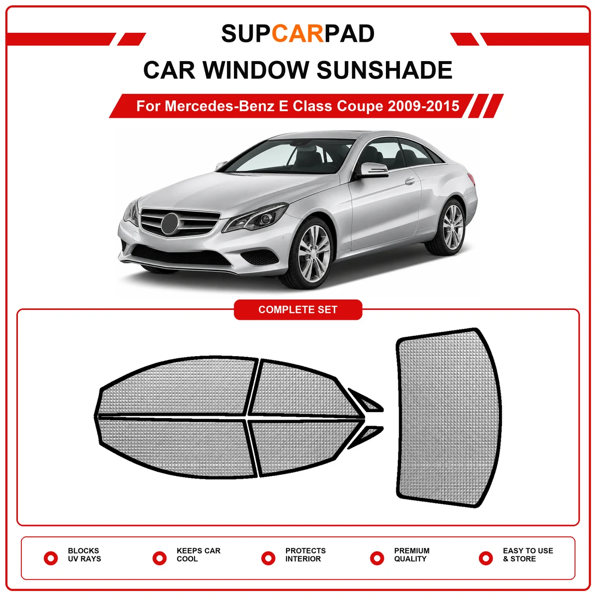 For Mercedes-Benz E Class Coupe 2009-2015 Pre‑Cut Auto Window Sunshade Anti‑UV Car Sun Visor Protector