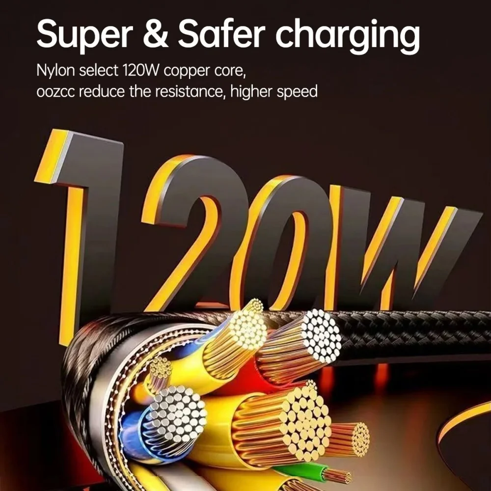 Cable de carga súper rápida tipo C de 120W, 6A, Cable de datos para Redmi Note 14 13 Pro + Mi 13T 12T 11T Pro POCO BlackShark 5, carga rápida