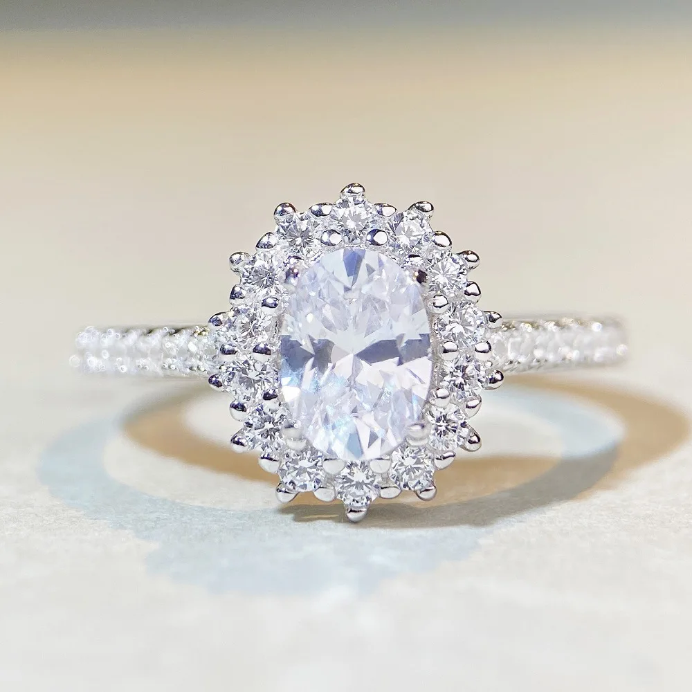 Luxury 18K white gold solid platinum PT950 Women's 1 karat diamond ring pigeon egg D color ring