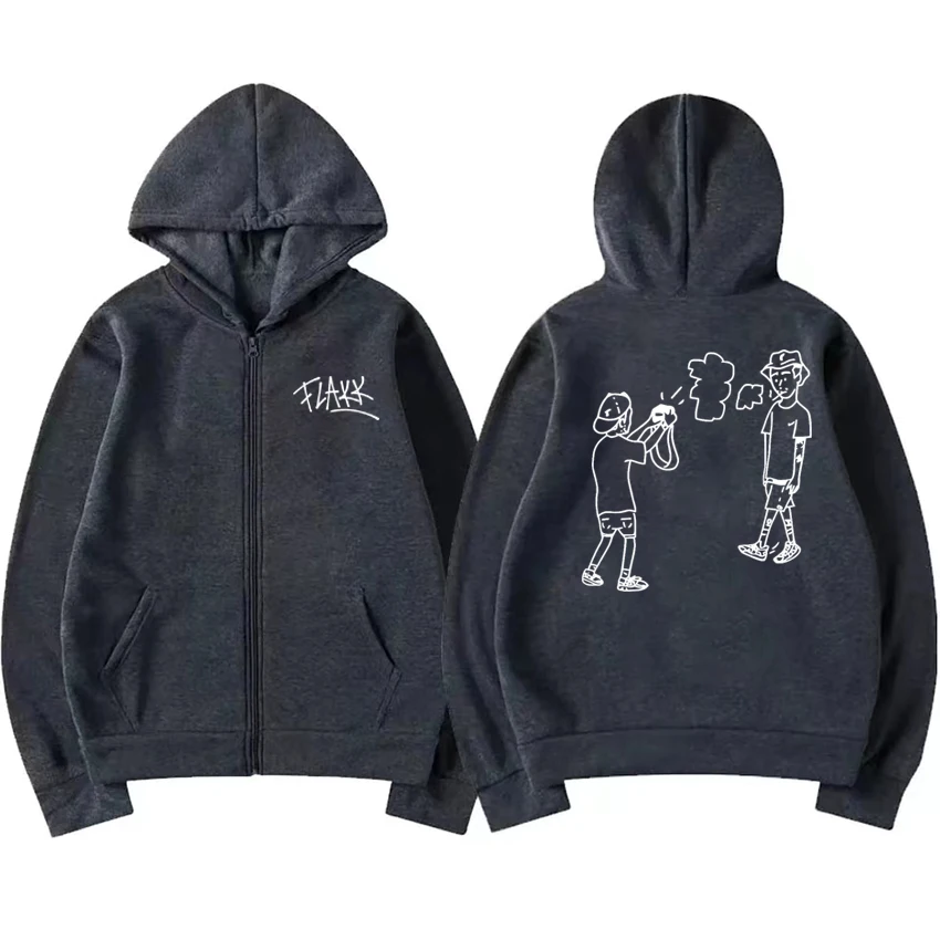 2025 Rapper Rels B Doppelseitig bedrucktes Album Grafiken Reißverschluss Streetwear Männer Frauen Harajuku Vintage Hoodie Unisex Fleecemäntel