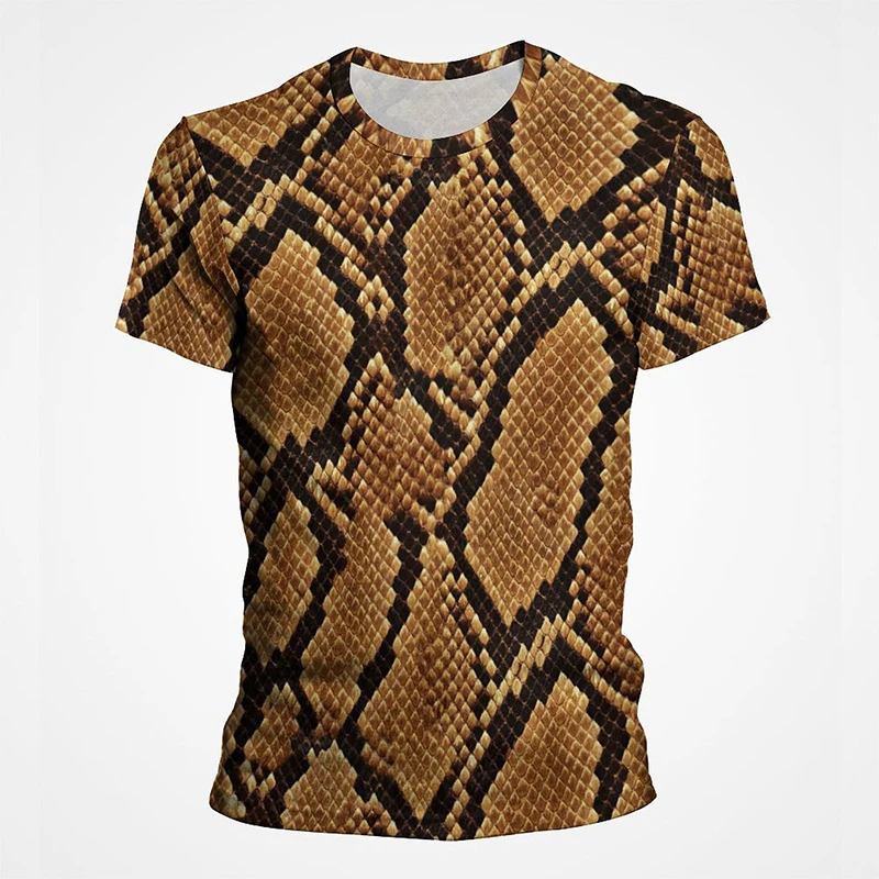 Snake Pattern T-shirt Vintage Men Casual Tee Horror Graphic Snake Skin 3D Print T Shirts Retro Streetwear Fashion Women Clothing