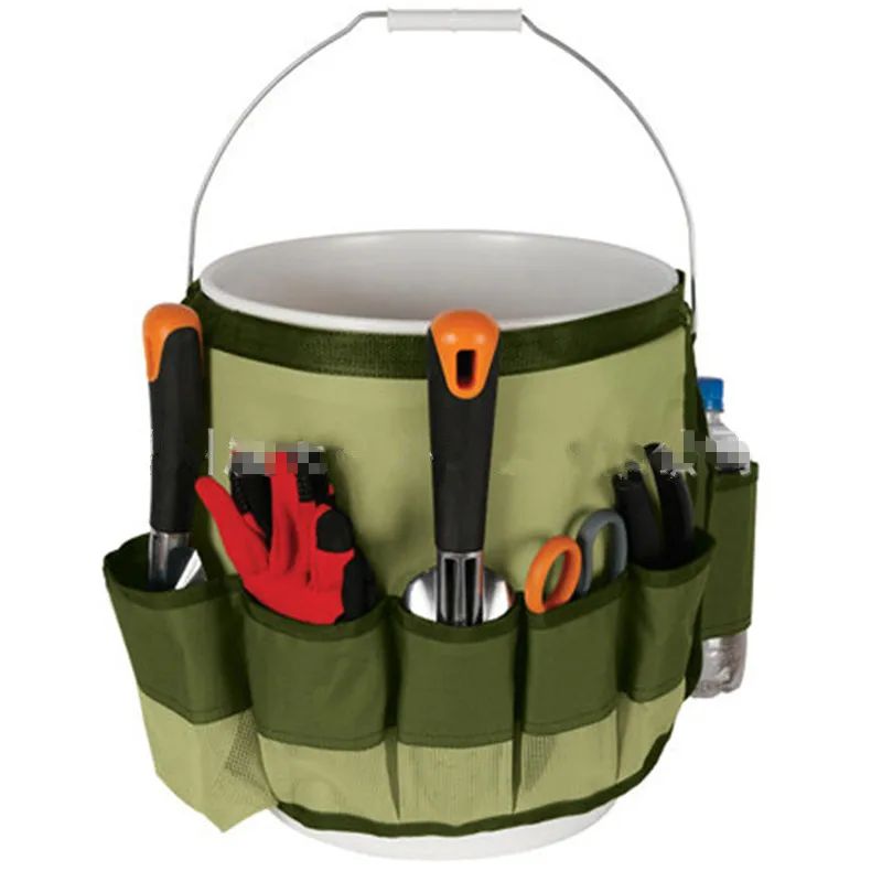 Garden Tool Bag Oxford Fabric Garden Bucket Bag for Gardening Tool Kit Tools Excluded