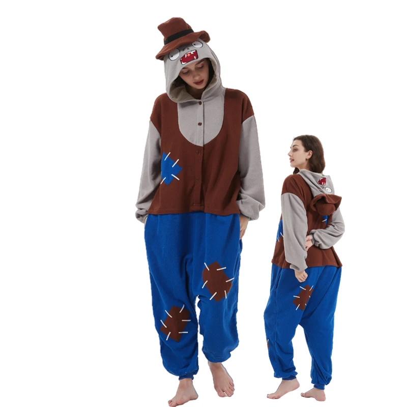 XXL Mr. Zombie Adult Unisex Kigurumi Cartoon Onesie Pajamas Animal Halloween Party Jumpsuits Hooded Pyjamas Cosplay Costumes