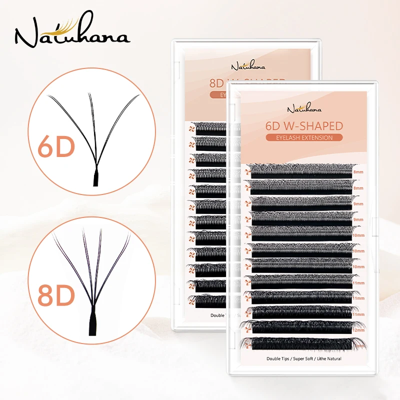 NATUHANA C D L LU Curl Premade Fans W Style Lashes 6D 8D W Shaped Eyelash Extension Faux Mink Volume Lashes Korean Makeup