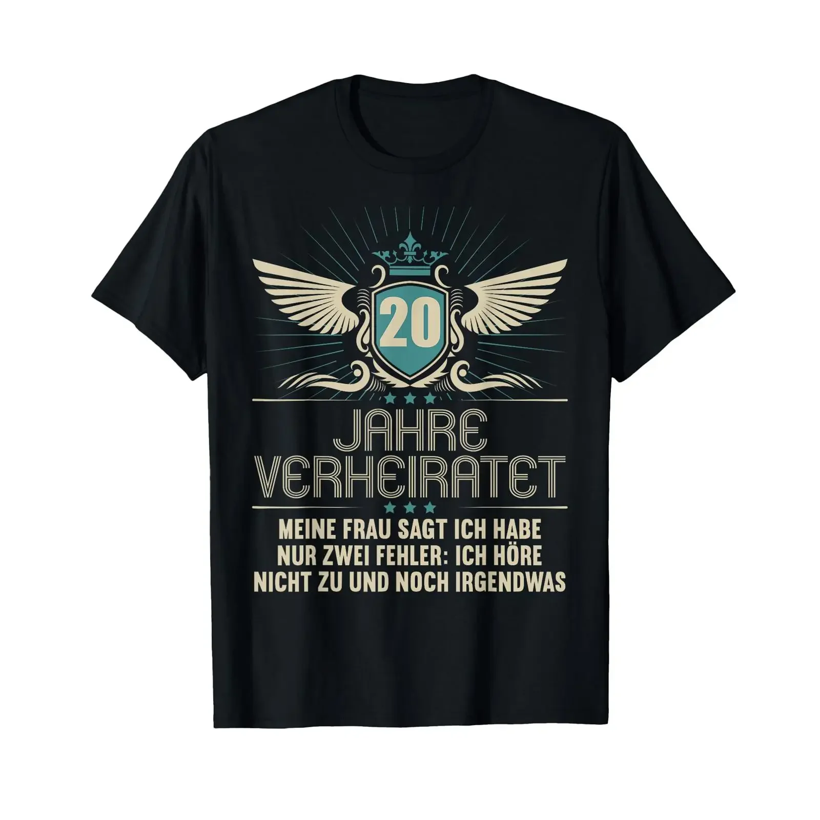 20 Years Married Only 2 Errors Hear Not 20th Wedding Anniversary T Shirt black vintage Washed Versatile Stylish Stretched Soft