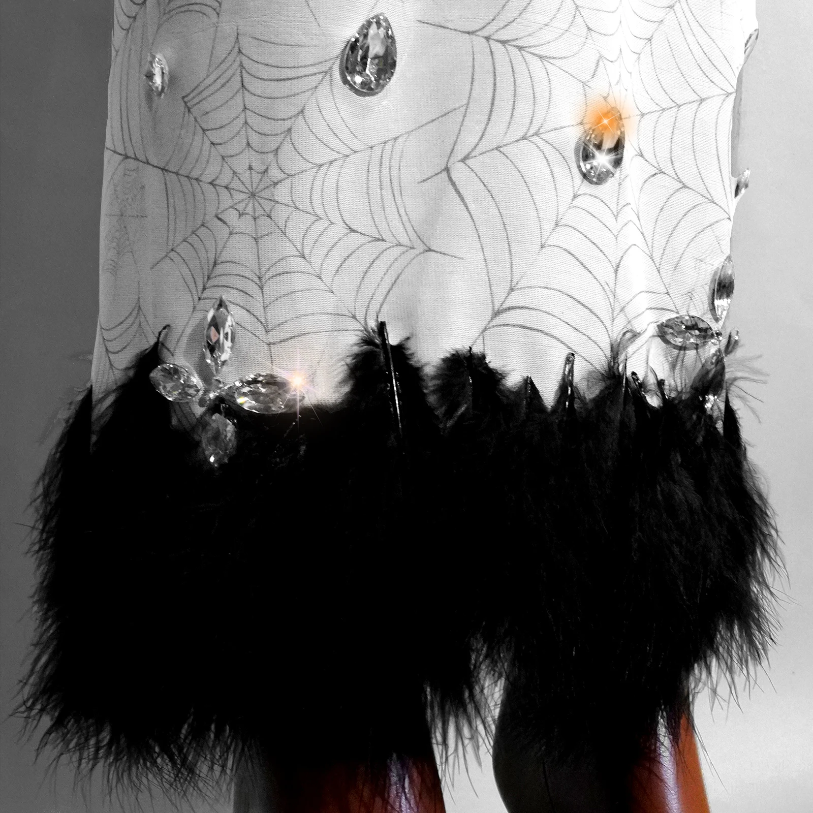 Robe longue en toile d'araignée noire imprimée cristal brillant, Costume d'événement en maille pour femmes, vêtements de scène Drag Queen, fête, boîte de nuit, GOGO bal