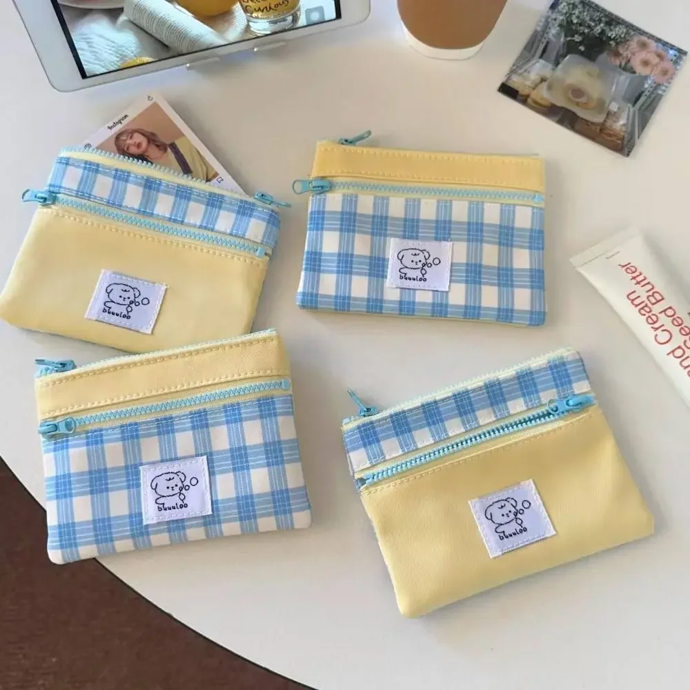 لطيف طبقة مزدوجة سستة عملة المحافظ شبكة الكرتون بطاقة حقيبة هدية حقيبة تخزين متعددة الوظائف للنساء الفتيات