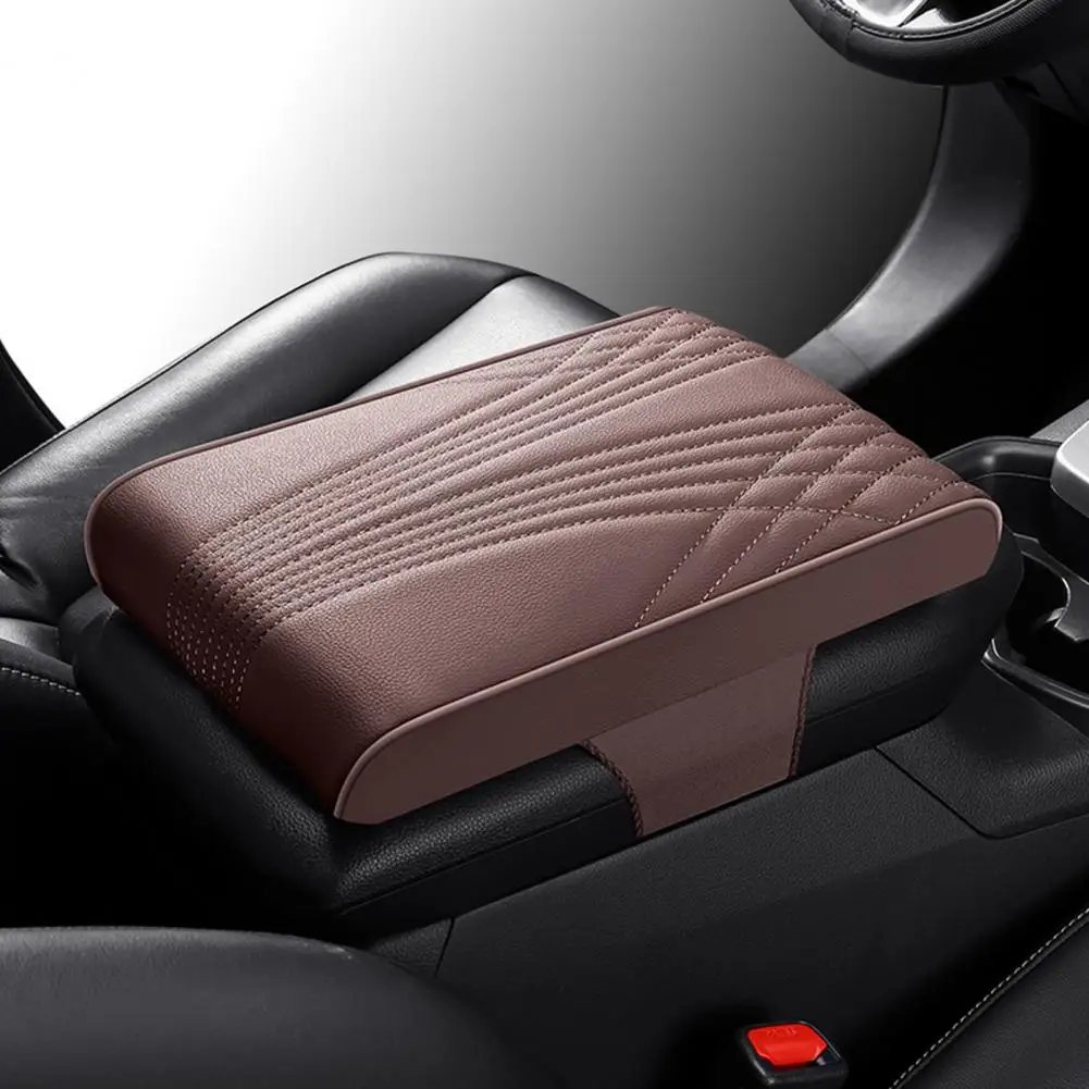 

Car Armrest Box Pad Fiber Leather Embossed Double-line Non-slip Central Armrest Protect Cover Universal Auto Styling Accessories