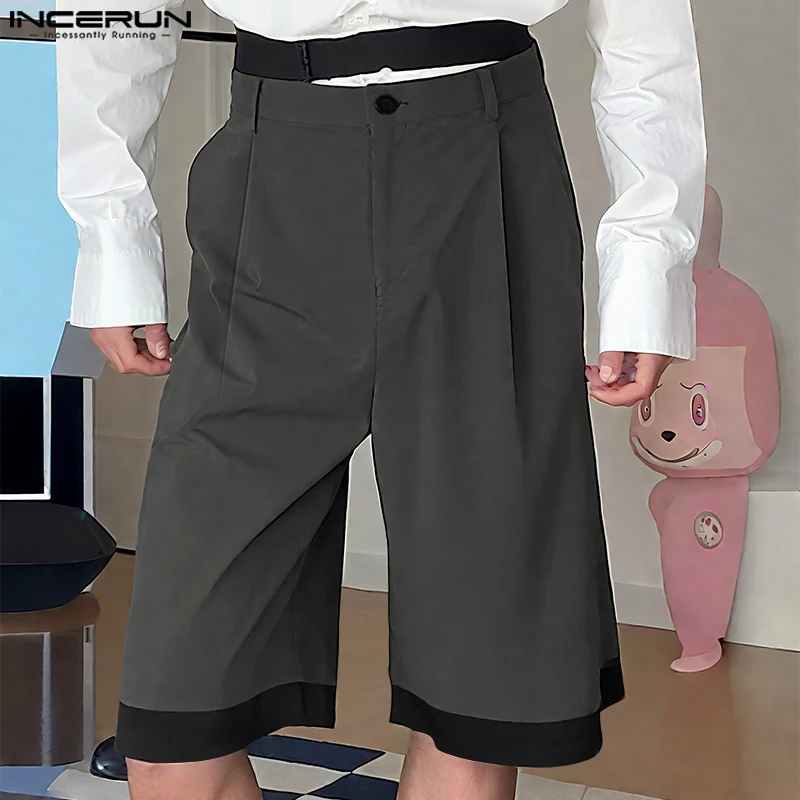 

INCERUN Men Shorts Patchwork Button Loose Korean Style Casual Men Bottoms Streetwear Summer 2025 Fashion Male Shorts S-5XL