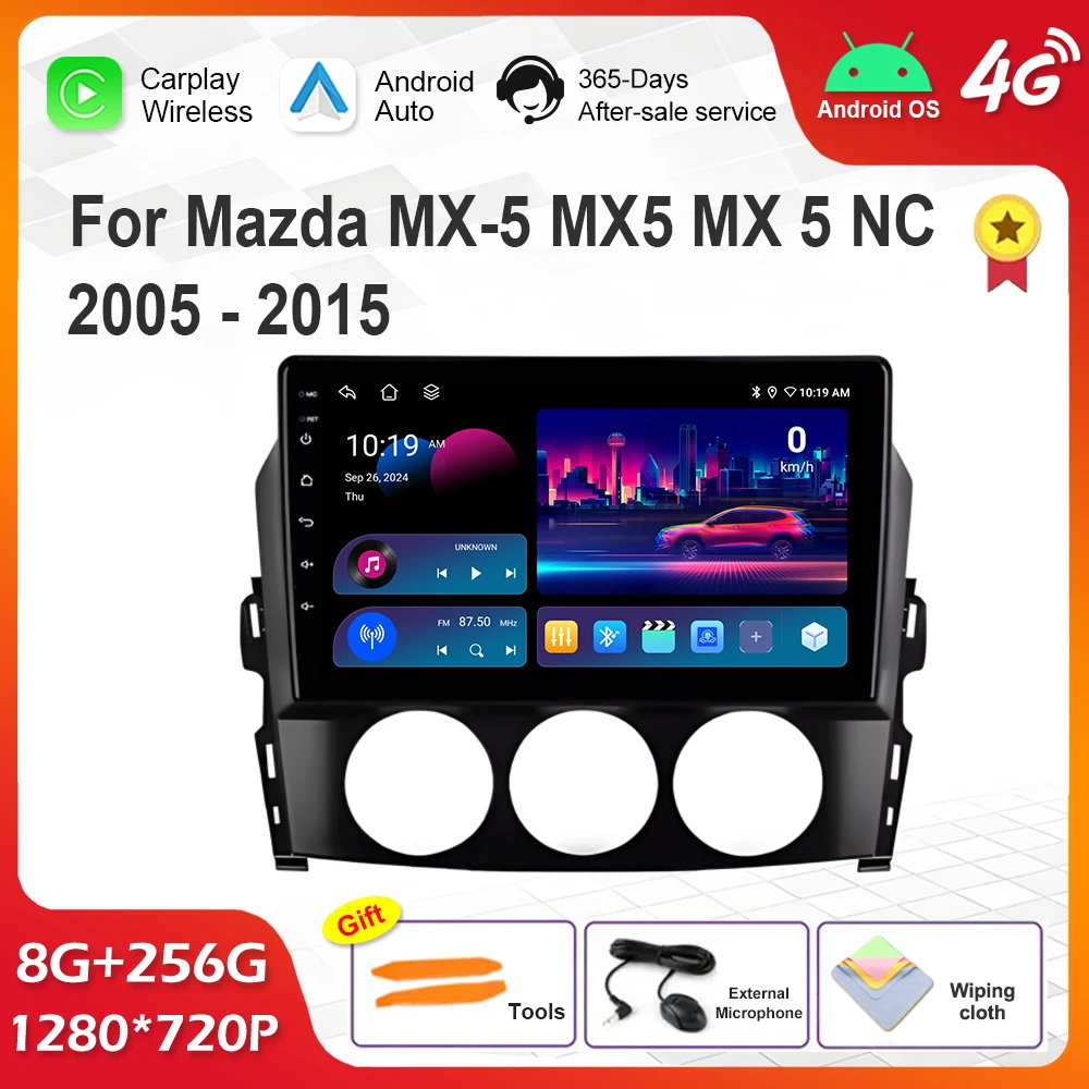 

Android Auto Carplay for Mazda MX-5 MX5 MX 5 NC 2005 - 2015 Car Radio Multimedia Video Player Navigation GPS 360 Camera WIFI